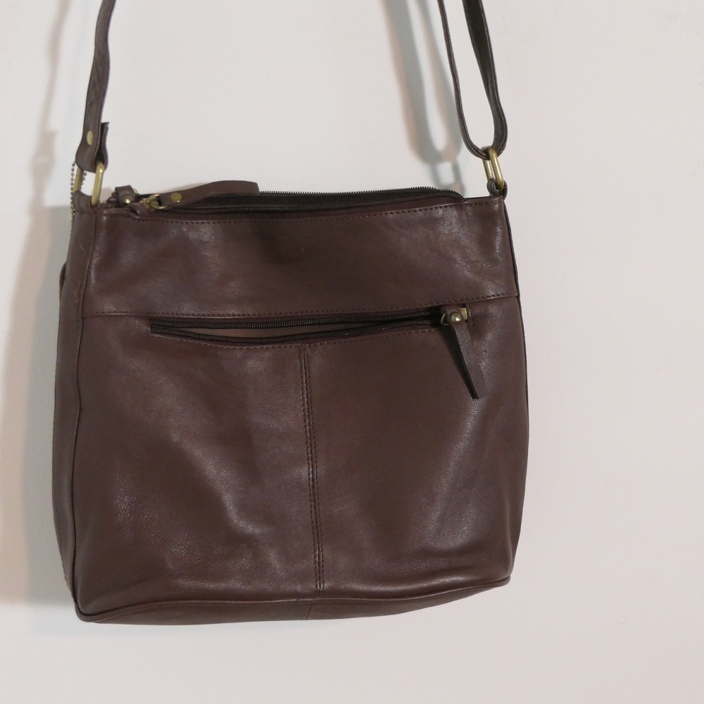 Great American Leather Works Women Handbag M Brown Pebbled Minimalist Earthy